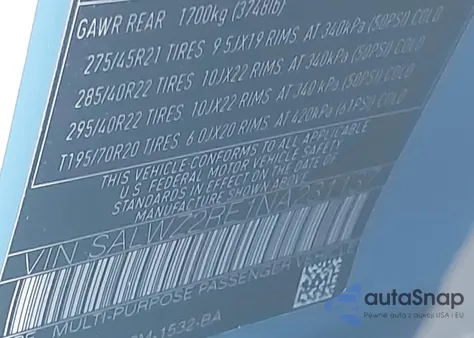 2022 Land Rover Range Rover Sport Svr/Svr Carbon Edition из США, поврежденный, VIN SALWZ2RE1NA231137